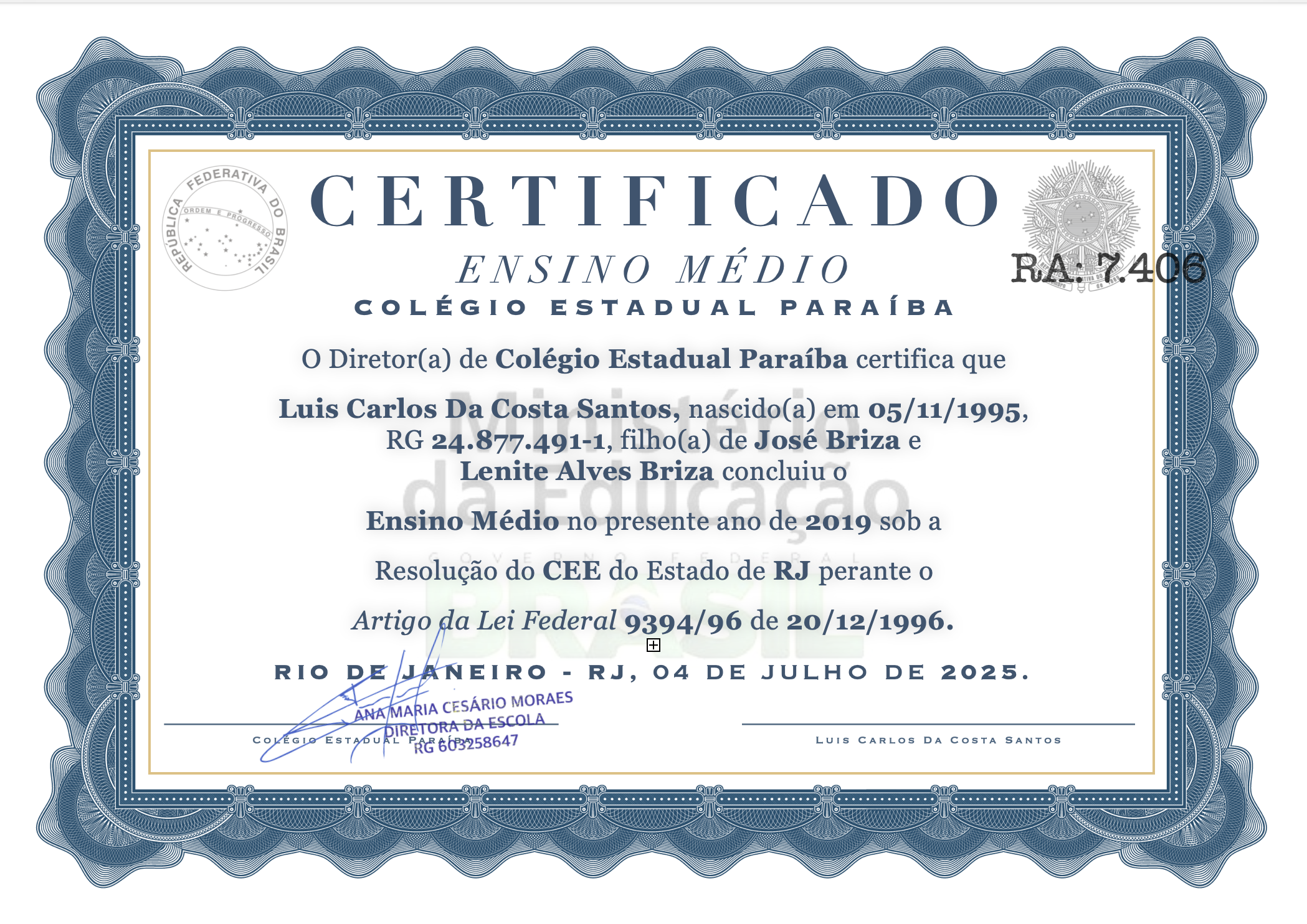 historico certificado escolar